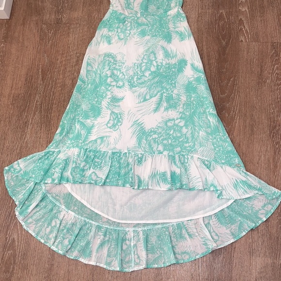 Rip Curl Green/White Tropical Print Hi-Lo Dress - Picture 7 of 15